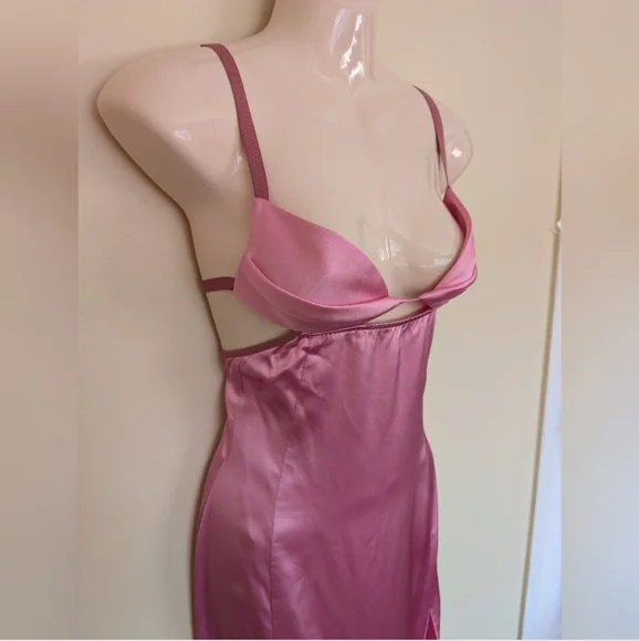 Nensi Dojaka Double Petal Satin Maxi Dress Pink Small - Picture 6 of 15